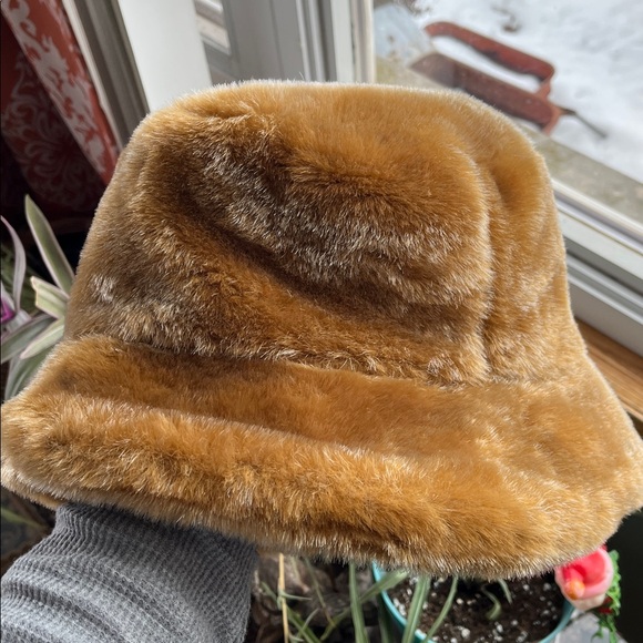 Vtg FAUX FUR Bucket Hat One Size Fits All Med Brown Made USA Y2K - Picture 8 of 9